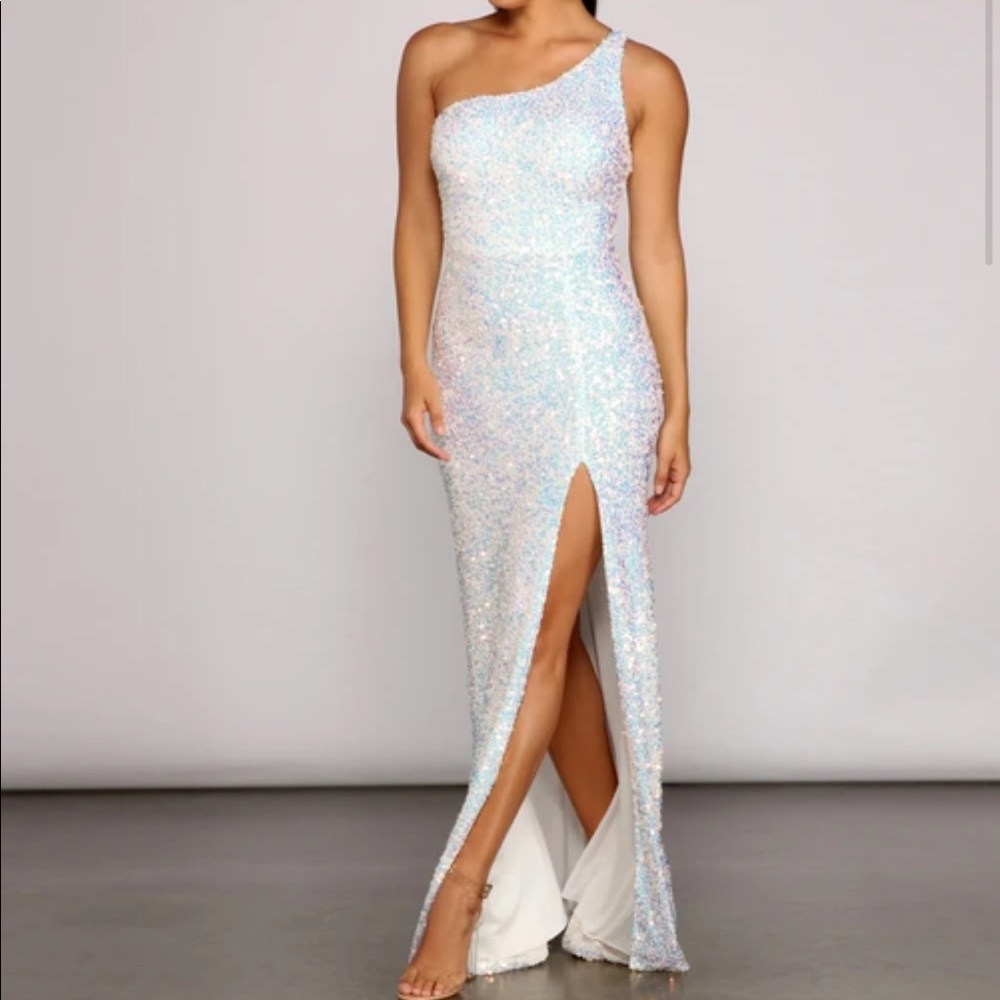 one shoulder sequin dress